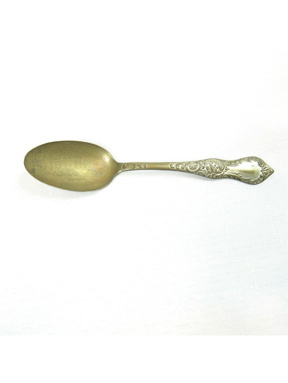 Antique 1893 Chicago World's Fair Souvenir Spoon Mines & Mining Building Leonard
